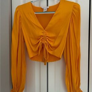 Vibrant Orange Ruched Women's Top